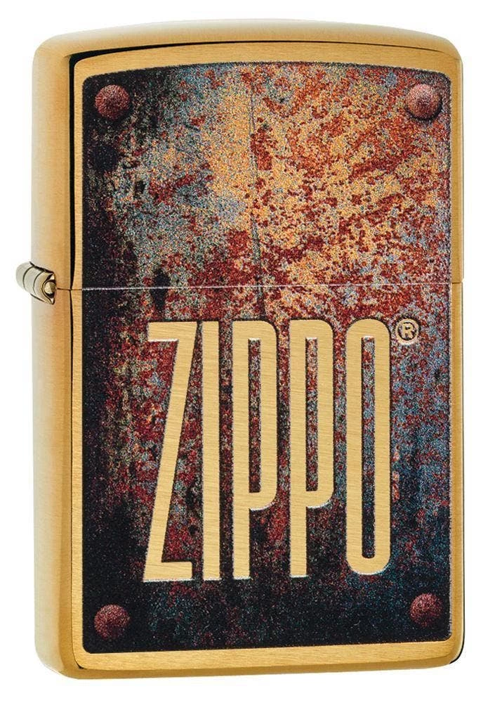 Zippo - Logo Oxidised Brush Brass 3 Zippo - Logo Oxidised Brush Brass