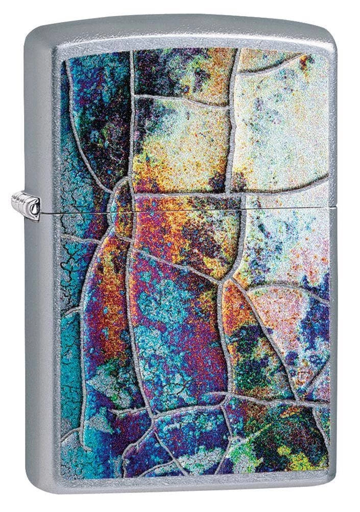 Zippo - Blue Mosaic Street Chrome 3 Zippo - Blue Mosaic Street Chrome