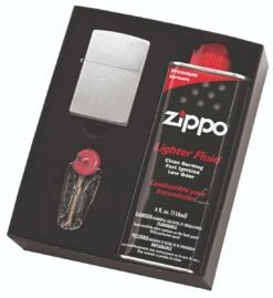 Zippo - Satin Lighter, Fluid & Flint Pack