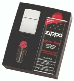 Zippo - Polished Chrome Lighter, Fluid & Flint Pack