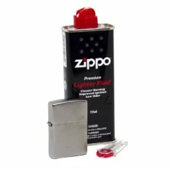 Zippo - Street Chrome Lighter, Fluid & Flint Pack