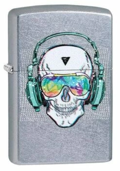Zippo - Skull Headphones Street Chrome