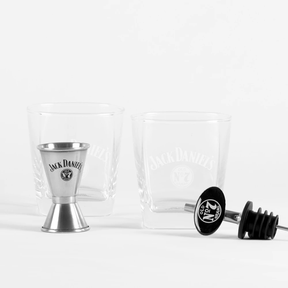 Jack Daniel's Pourer, Jigger & Glasses Set 3 Jack Daniel's Pourer, Jigger & Glasses Set