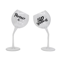 Tipsy Wine Glasses 2 Pk