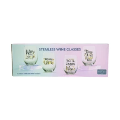 Wine With Words Stemless Wine Glasses 4 Pk