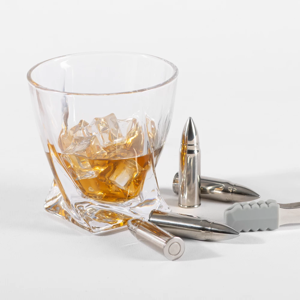 Refined Gifts Whiskey Glasses And Bullet Stone Set 4 Refined Gifts Whiskey Glasses And Bullet Stone Set - Image 2
