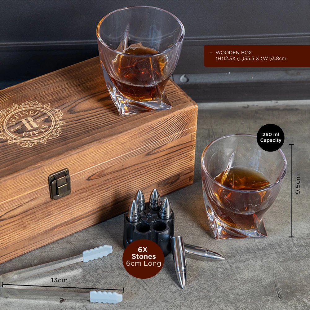 Refined Gifts Whiskey Glasses And Bullet Stone Set 7 Refined Gifts Whiskey Glasses And Bullet Stone Set - Image 5
