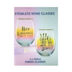 Ombre Wine Glasses Stemless Pack Of 4 -Gift Box Sales 580390 000 002