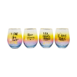 Ombre Wine Glasses Stemless Pack Of 4