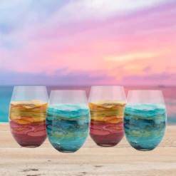 Stemless Wine Glasses Marble Set Of 4 -Gift Box Sales 580587 000 002