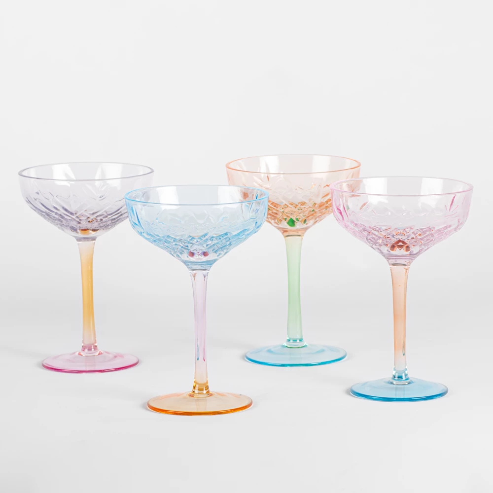 Refined Gifts Champagne Coupe Coloured Pack Of 4 3 Refined Gifts Champagne Coupe Coloured Pack Of 4