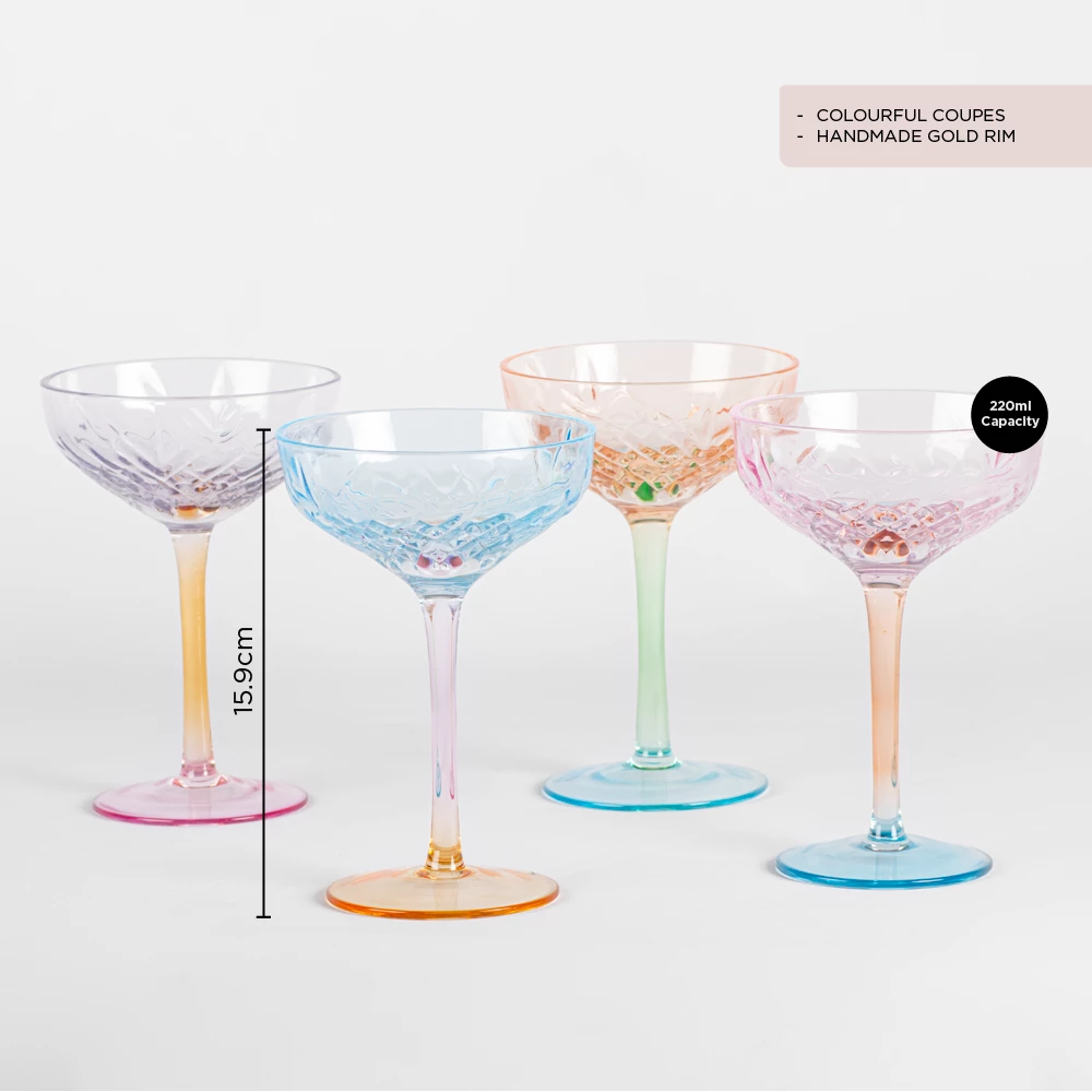 Refined Gifts Champagne Coupe Coloured Pack Of 4 6 Refined Gifts Champagne Coupe Coloured Pack Of 4 - Image 4