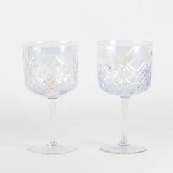 Refined Gifts G&T Crystal Cut Iridescent Glasses