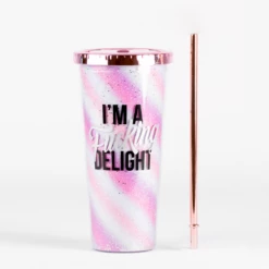 Glitter Sipper Cup I Am A Delight Pink