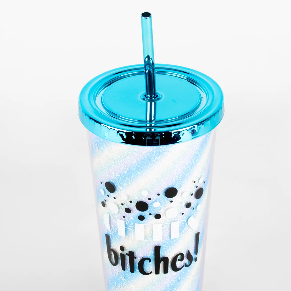 Glitter Sipper Cup Cheers B**ches Blue 4 Glitter Sipper Cup Cheers B**ches Blue - Image 2