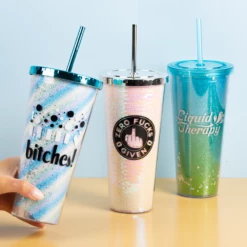 Glitter Sipper Cup Cheers B**ches Blue 8 Glitter Sipper Cup Cheers B**ches Blue -Gift Box Sales 581646 003 h