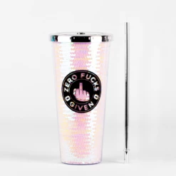 Glitter Sipper Cup Zero F*cks Given Iridescent