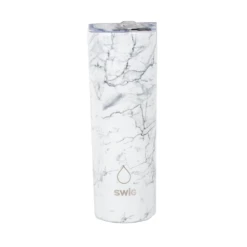 SWIG Skinny Tumbler New White Marble With Straw