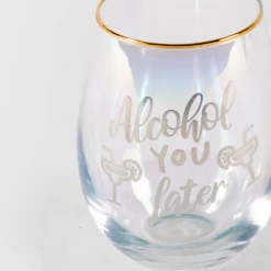 Refined Gifts Iridescent Stemless With Sayings Wine Glasses 4 Pack -Gift Box Sales 582214 002 h 1
