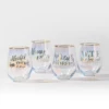 Refined Gifts Iridescent Stemless With Sayings Wine Glasses 4 Pack -Gift Box Sales 582214 003 h 1