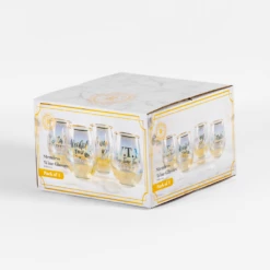 Refined Gifts Iridescent Stemless With Sayings Wine Glasses 4 Pack -Gift Box Sales 582214 006 1