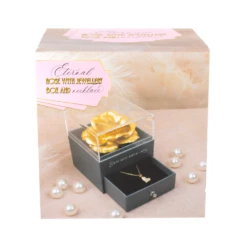 Gold Forever Rose In Jewellery Box With Heart Pendant Necklace -Gift Box Sales 582363 000 001