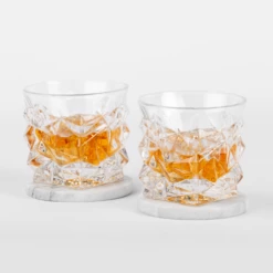 Refined Gifts Whiskey Crushed Glasses And Coaster Set -Gift Box Sales 592153 003