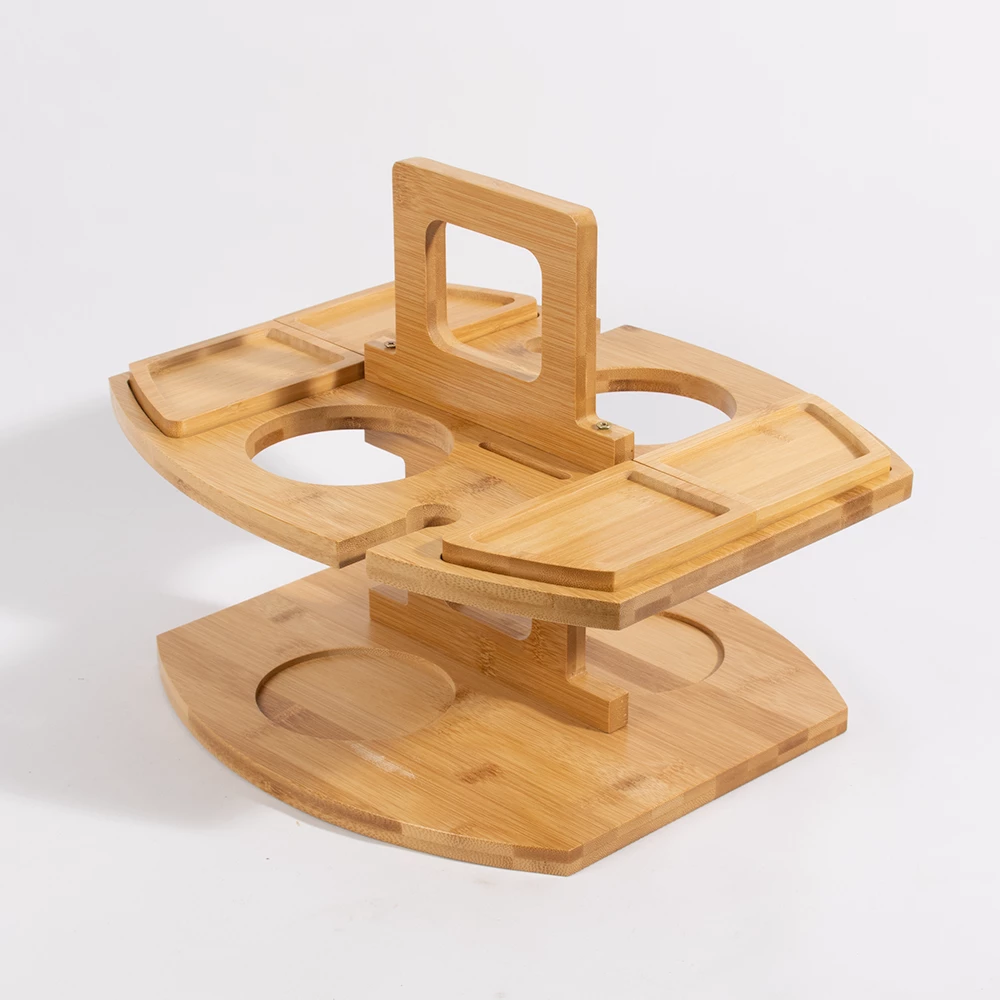 Portable Wine Picnic Table W Wine & Glass Holders 3 Portable Wine Picnic Table W Wine & Glass Holders