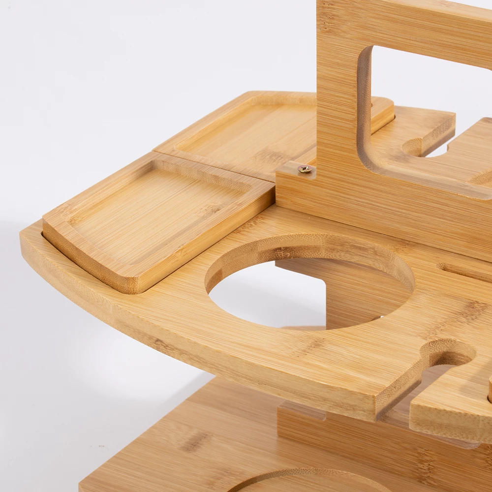 Portable Wine Picnic Table W Wine & Glass Holders 5 Portable Wine Picnic Table W Wine & Glass Holders - Image 3