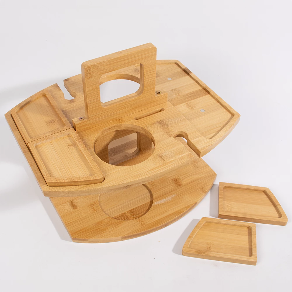 Portable Wine Picnic Table W Wine & Glass Holders 6 Portable Wine Picnic Table W Wine & Glass Holders - Image 4