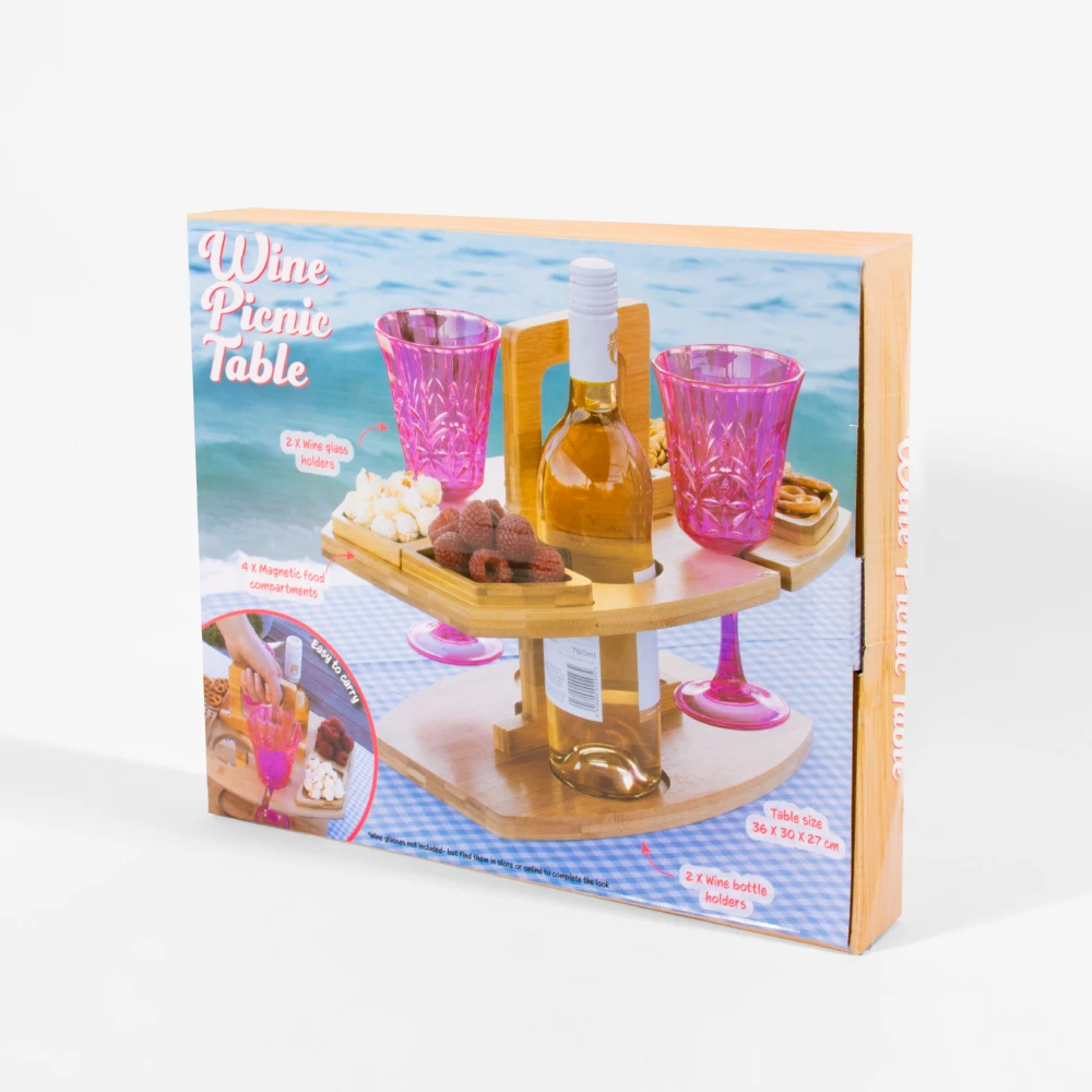 Portable Wine Picnic Table W Wine & Glass Holders 7 Portable Wine Picnic Table W Wine & Glass Holders - Image 5
