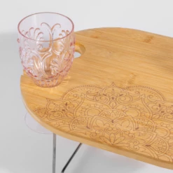 Picnic Basket W Table Top Mandala Print And Glass Holder -Gift Box Sales 592626 005