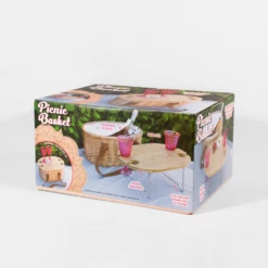 Picnic Basket W Table Top Mandala Print And Glass Holder -Gift Box Sales 592626 008