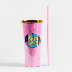 Gift Box Sales 40 Glitter Sipper Cup 700mL Boss Lady Fuel Blush
