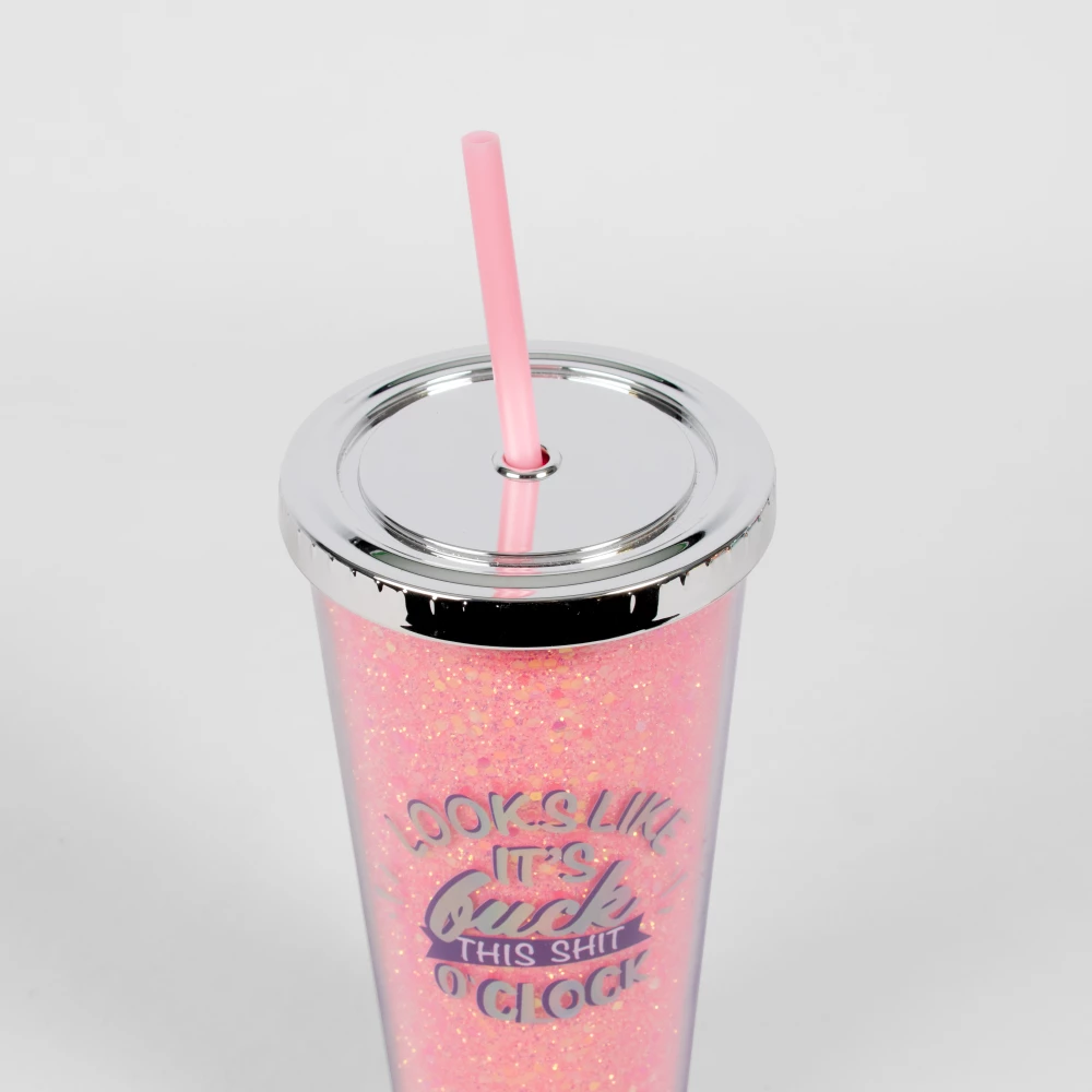 Raspberry Glitter Sipper Cup 700mL 3 Raspberry Glitter Sipper Cup 700mL - Image 2