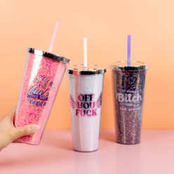 Glitter Sipper Cup 700mL Off You Fck Multi Pearl -Gift Box Sales 592640 003 h