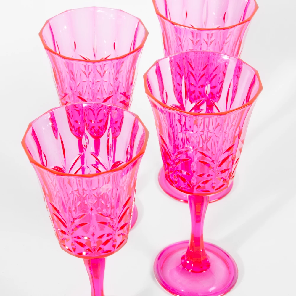 Hot Pink Acrylic Wine Glasses Set Of 4 4 Hot Pink Acrylic Wine Glasses Set Of 4 - Image 2