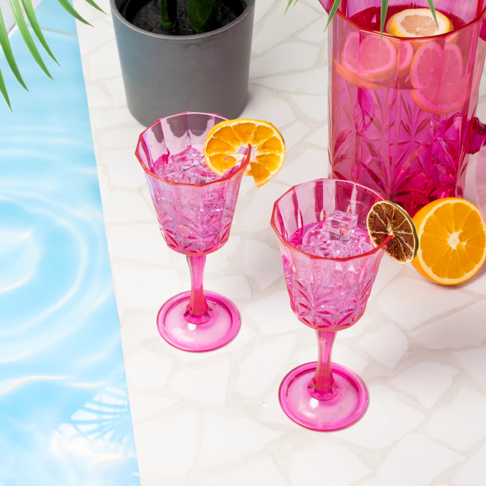 Hot Pink Acrylic Wine Glasses Set Of 4 5 Hot Pink Acrylic Wine Glasses Set Of 4 - Image 3