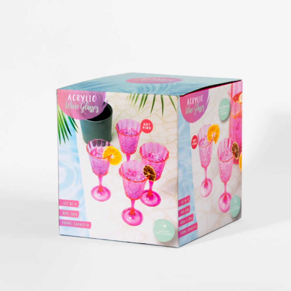 Hot Pink Acrylic Wine Glasses Set Of 4 6 Hot Pink Acrylic Wine Glasses Set Of 4 - Image 4