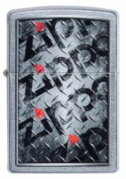 Zippo - Logo Checker Plate Street Chrome